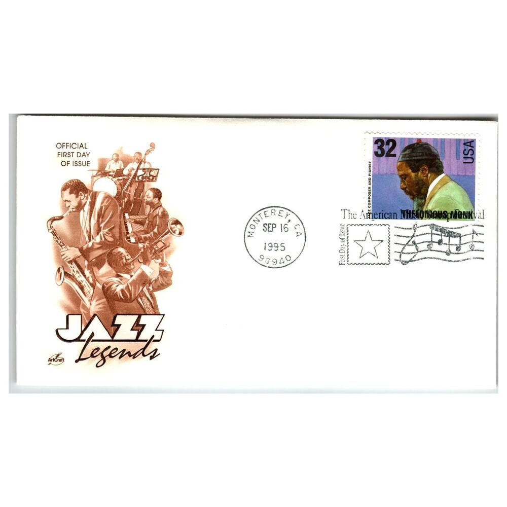 Scott #2966 Thelonious Monk 1995 First Day Cover FDC Artcraft Jazz